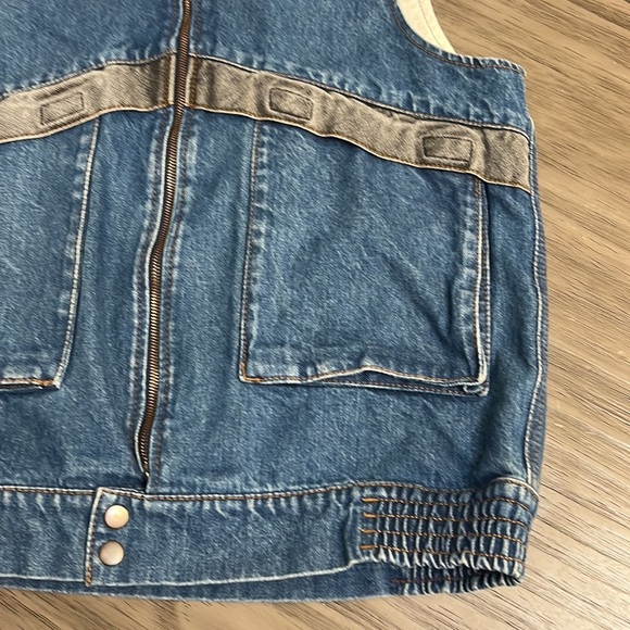 90’s LE’ ARSI MOTO BIKER AVIATOR JEAN VEST SMALL - Picture 2 of 14